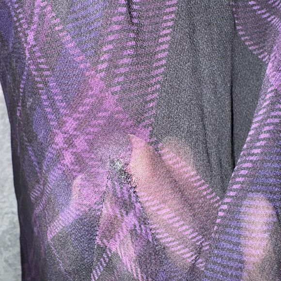 Lauren Ralph Lauren Silk Plaid Midi Skirt Sz 12 Purple Black Gothic Academia - Picture 8 of 10